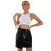 spring and autumn women s slimming package hip leather skirt nihaostyles wholesale clothing NSJM80543