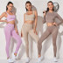 women s sports vest and long sleeve top and tight-fitting leggings yoga three-piece suit nihaostyles wholesale clothing NSXER80563