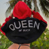 women s round neck Queen letter print hooded short sweatershirt nihaostyles wholesale clothing NSXE80576