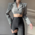 women s shoulder pads v neck hollow suit and sling two-piece nihaostyles wholesale clothing NSXE80575