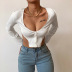 women s Single-breasted big round neck pullover exposed waist top nihaostyles wholesale clothing NSXE80577