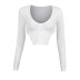 women s Single-breasted big round neck pullover exposed waist top nihaostyles wholesale clothing NSXE80577