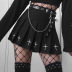 Punk Style A-Line Half-Length Pleated Little Black Skirt NSXE80585