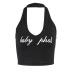 women s letters printed U-neck halterneck backless tight-fitting vest nihaostyles wholesale clothing NSXE80589