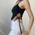 summer slimmed sling hollow slitted vest nihaostyles wholesale clothing NSXE80597