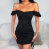 summer women s off-shoulder backless slim pleated short dress nihaostyles wholesale clothing NSXE80603