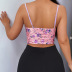 summer floral printed off-shoulder exposed navel sling vest nihaostyles wholesale clothing NSXE80613