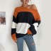 autumn women s contrast color round neck knitted pullover sweater nihaostyles wholesale clothing NSDMB80624
