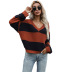 spring and autumn women s v-neck knitting stripes pullover sweater nihaostyles wholesale clothing NSDMB80628