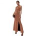 women s cross-hollow halterneck split dress nihaostyles wholesale clothing NSWX80631