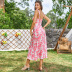 women s high-waisted backless sling floral dress nihaostyles wholesale clothing NSWX80633