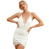 women s V-neck sling high waist package hip irregular dress nihaostyles wholesale clothing NSWX80648