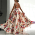 Sexy V-Neck Backless Strap Floral Print Big Swing Dress NSYID80891