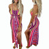 Digital Print Split Sexy Halter Sling Dress nihaostyles clothing wholesale NSZH80670