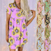 sunflower print short-sleeved round neck loose dress nihaostyles clothing wholesale NSZH80676