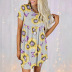 sunflower print short-sleeved round neck loose dress nihaostyles clothing wholesale NSZH80676