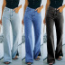 Jeans rasgados lavados de color liso NSYF80699