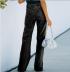 Washed Solid Color Mopping Slitted Jeans NSYF80699
