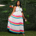 Rainbow color polka dot stitching v-neck sleeveless maxi dress NSCYF80713