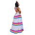Rainbow color polka dot stitching v-neck sleeveless maxi dress NSCYF80713