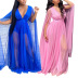 plus size solid color V-neck see-through mesh dress NSCYF80714