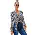 spring and summer women s sexy V-neck leopard print lace-up shirt nihaostyles wholesale clothing NSJM80737