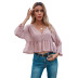autumn women s V-neck see-through solid color chiffon top nihaostyles wholesale clothing NSJM80739
