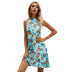 summer women s sleeveless halterneck package hip floral print dress nihaostyles wholesale clothing NSJM80741