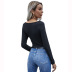 Women s round neck Slim Button Short Top nihaostyles wholesale clothing NSJM80746