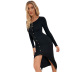 women s round neck slim button splitted knitted sweater dress nihaostyles wholesale clothing NSJM80805