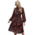 women s retro print high neck long sleeve dress nihaostyles wholesale clothing NSJM80806