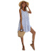  women s round neck sleeveless striped beach holiday dress nihaostyles wholesale clothing NSJM80810