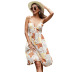 women s v-neck sling floral print backless holiday dress nihaostyles wholesale clothing NSJM80811