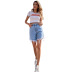 Summer Women s high waist Frayed Wide-leg demin shorts nihaostyles wholesale clothing NSJM80812