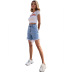 Summer Women s high waist Frayed Wide-leg demin shorts nihaostyles wholesale clothing NSJM80812
