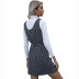 autumn and winter women s V-neck lattice receiving waist button dress nihaostyles wholesale clothing NSJM80824