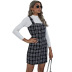 autumn and winter women s zipper sling plaid short dress nihaostyles wholesale clothing NSJM80825
