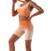Gradient color seamless high elastic knitted yoga vest & shorts set NSXER80837