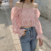 Slim floral off-the-shoulder chiffon top nihaostyles clothing wholesale NSYID81353