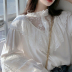 Lace Ruffled Lantern Sleeve Chiffon Shirt NSYID81316