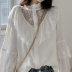 Lace Ruffled Lantern Sleeve Chiffon Shirt NSYID81316