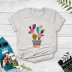 Cartoon Color Flower Potted Print Short-Sleeved T-Shirt NSYAY81315