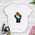 Round neck short sleeve fist print T-shirt nihaostyles clothing wholesale NSYAY81307