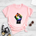 Round neck short sleeve fist print T-shirt nihaostyles clothing wholesale NSYAY81307