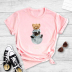 Cartoon Bear Printed Short-Sleeved T-Shirt NSYAY81299