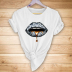 dollar lip print short-sleeved T-shirt nihaostyles clothing wholesale NSYAY81297