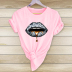 dollar lip print short-sleeved T-shirt nihaostyles clothing wholesale NSYAY81297
