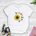 Sunflower Butterfly Print T-shirt nihaostyles clothing wholesale NSYAY81292