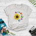 Sunflower Butterfly Print T-shirt nihaostyles clothing wholesale NSYAY81292