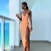 summer sexy v-neck hollow backless strap dress nihaostyles wholesale clothing NSFR80905